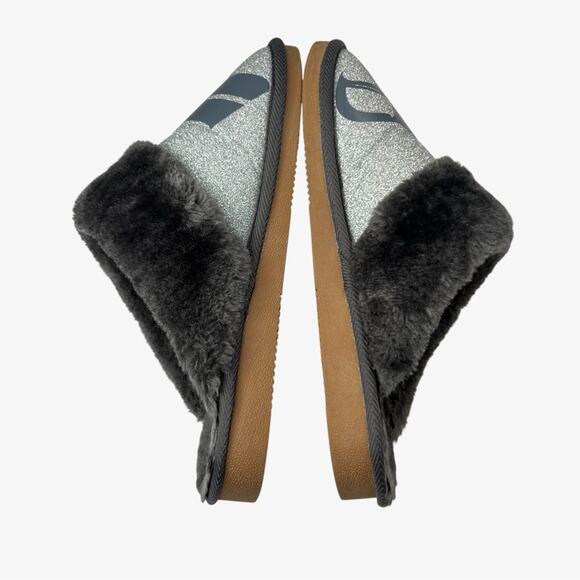 Foco Womens L Seattle Seahawks Glitter Moccasin Slipper Open Back Faux Fur Fuzzy - Picture 5 of 11